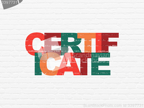 Image of Law concept: Certificate on wall background