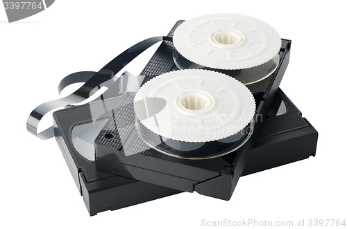 Image of Two videotapes and reel