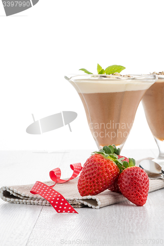 Image of Chocolate mousse and strawberries