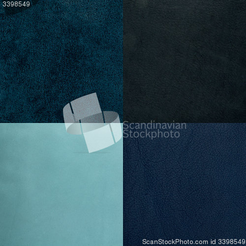 Image of Set of blue leather samples