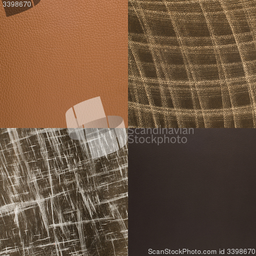 Image of Set of brown leather samples