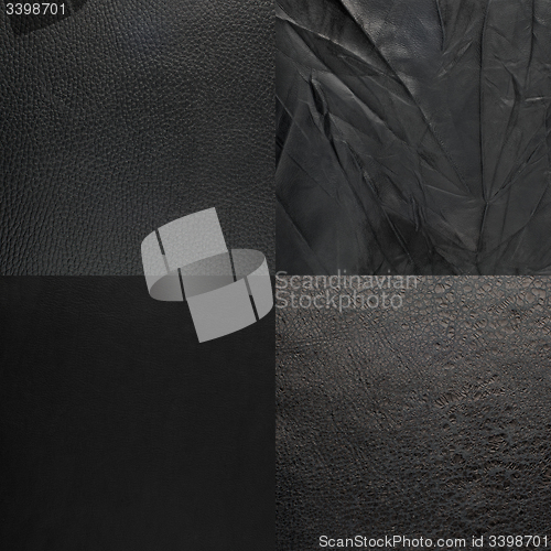 Image of Set of black leather samples