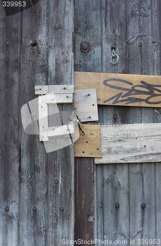 Image of Locked door close up