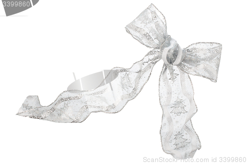 Image of Silver color bow isolated on white