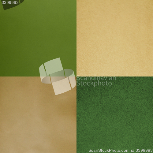 Image of Set of green leather samples