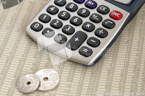 Image of Calculator and coins