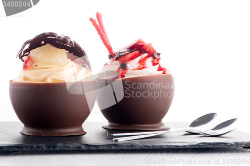 Image of Strawberry and chocolate pastry mousse