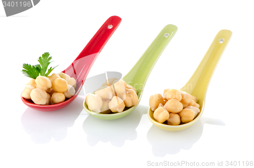 Image of chickpeas over spoons