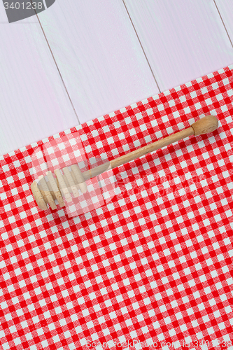 Image of Kitchenware on red towel
