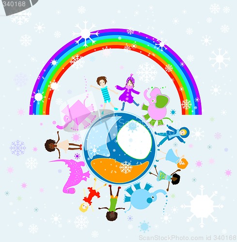 Image of happy winter children world