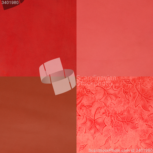 Image of Set of red leather samples