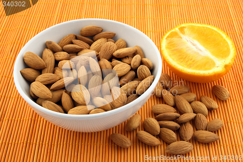 Image of Fresh almonds and orange