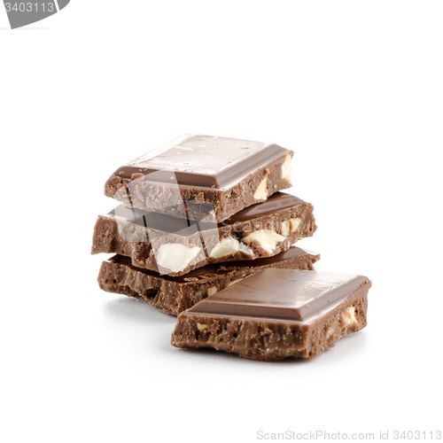 Image of Closeup detail of chocolate with almods parts