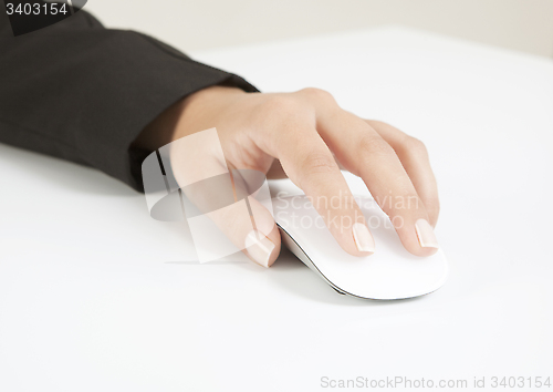 Image of Woman hand with computer mouse