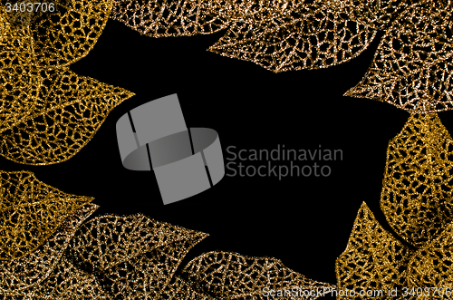 Image of Yellow and golden leaf frame