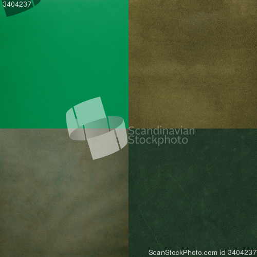 Image of Set of green leather samples