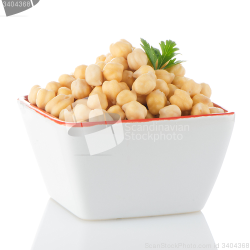 Image of Closeup of a bowl with boiled chickpeas