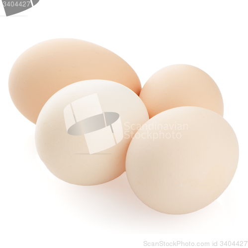 Image of Four eggs on white 