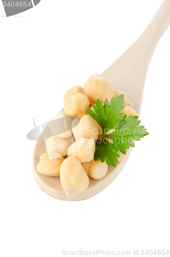 Image of chickpeas over spoon 