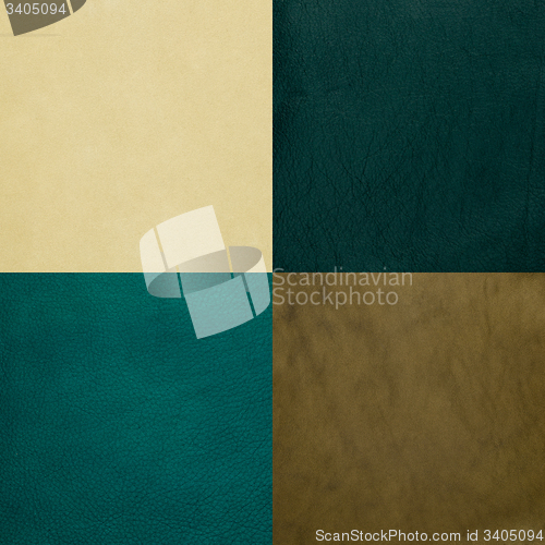 Image of Set of green leather samples