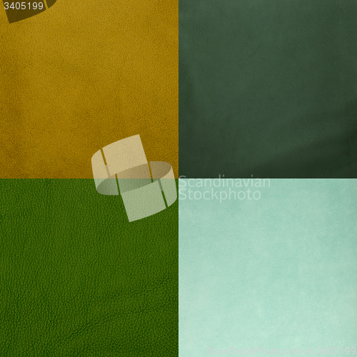 Image of Set of green leather samples