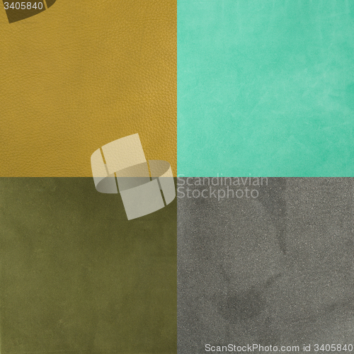 Image of Set of green leather samples