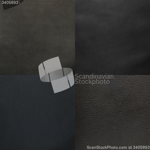 Image of Set of black leather samples