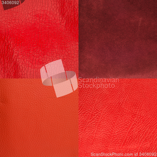 Image of Set of red leather samples