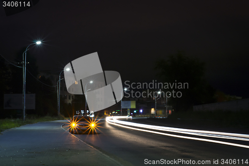 Image of Night city street traffic