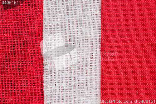 Image of White and red striped fabric 