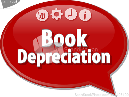Image of Book Depreciation  Business term speech bubble illustration