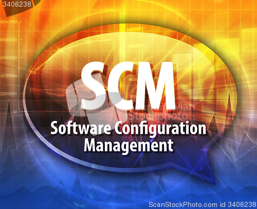 Image of SCM acronym definition speech bubble illustration