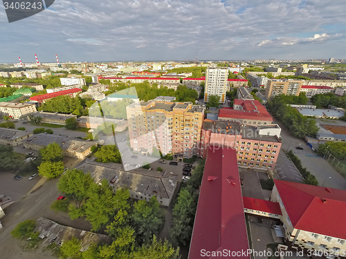 Image of City quarters from helicopter. Tyumen. Russia