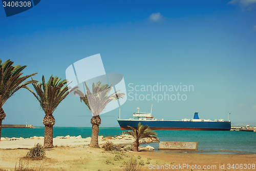 Image of Landscape: views of the port and the ship in the town Rethymno, 