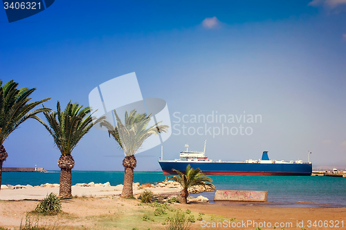Image of Landscape: views of the port and the ship in the town Rethymno, 