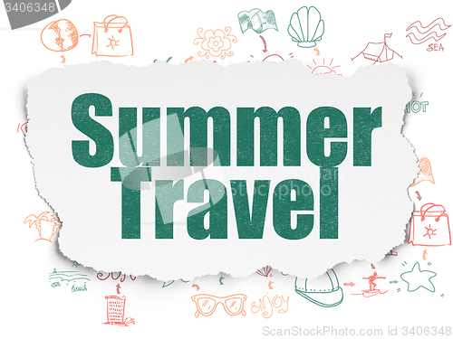 Image of Vacation concept: Summer Travel on Torn Paper background