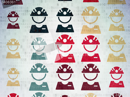 Image of Industry concept: Factory Worker icons on Digital Paper background
