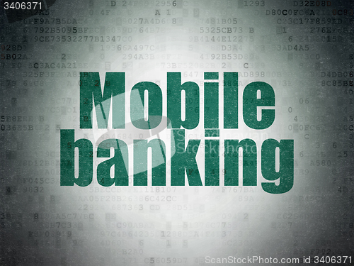 Image of Banking concept: Mobile Banking on Digital Paper background