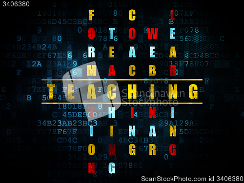 Image of Education concept: word Teaching in solving Crossword Puzzle