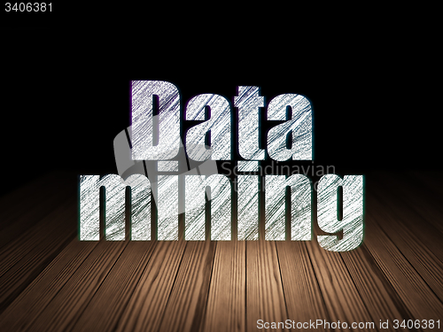 Image of Data concept: Data Mining in grunge dark room