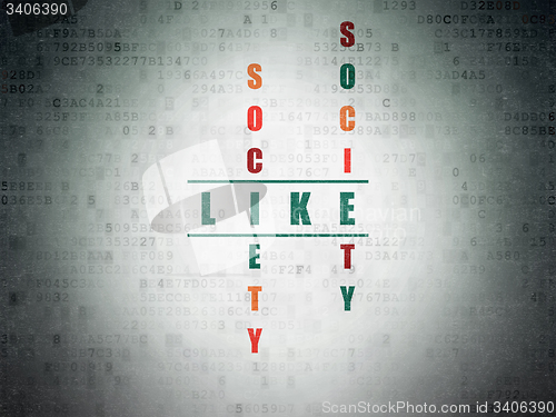 Image of Social network concept: word Like in solving Crossword Puzzle