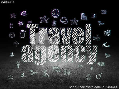 Image of Vacation concept: Travel Agency in grunge dark room
