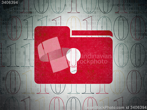 Image of Finance concept: Folder With Keyhole on Digital Paper background