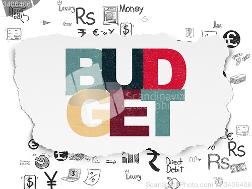 Image of Money concept: Budget on Torn Paper background