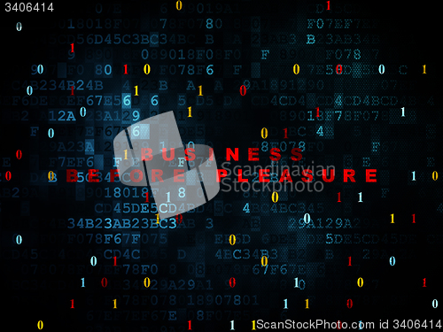 Image of Finance concept: Business Before pleasure on Digital background
