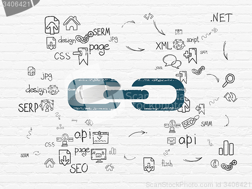 Image of Web design concept: Link on wall background