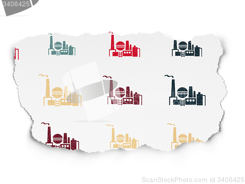 Image of Finance concept: Oil And Gas Indusry icons on Torn Paper background