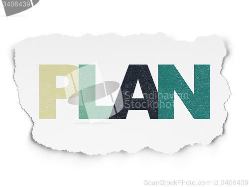 Image of Finance concept: Plan on Torn Paper background