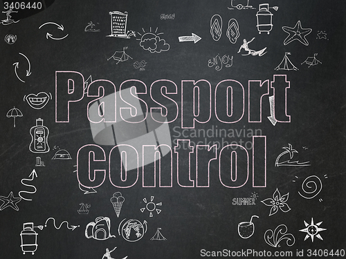 Image of Travel concept: Passport Control on School Board background