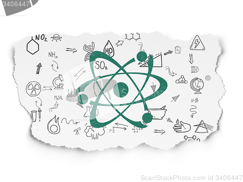 Image of Science concept: Molecule on Torn Paper background
